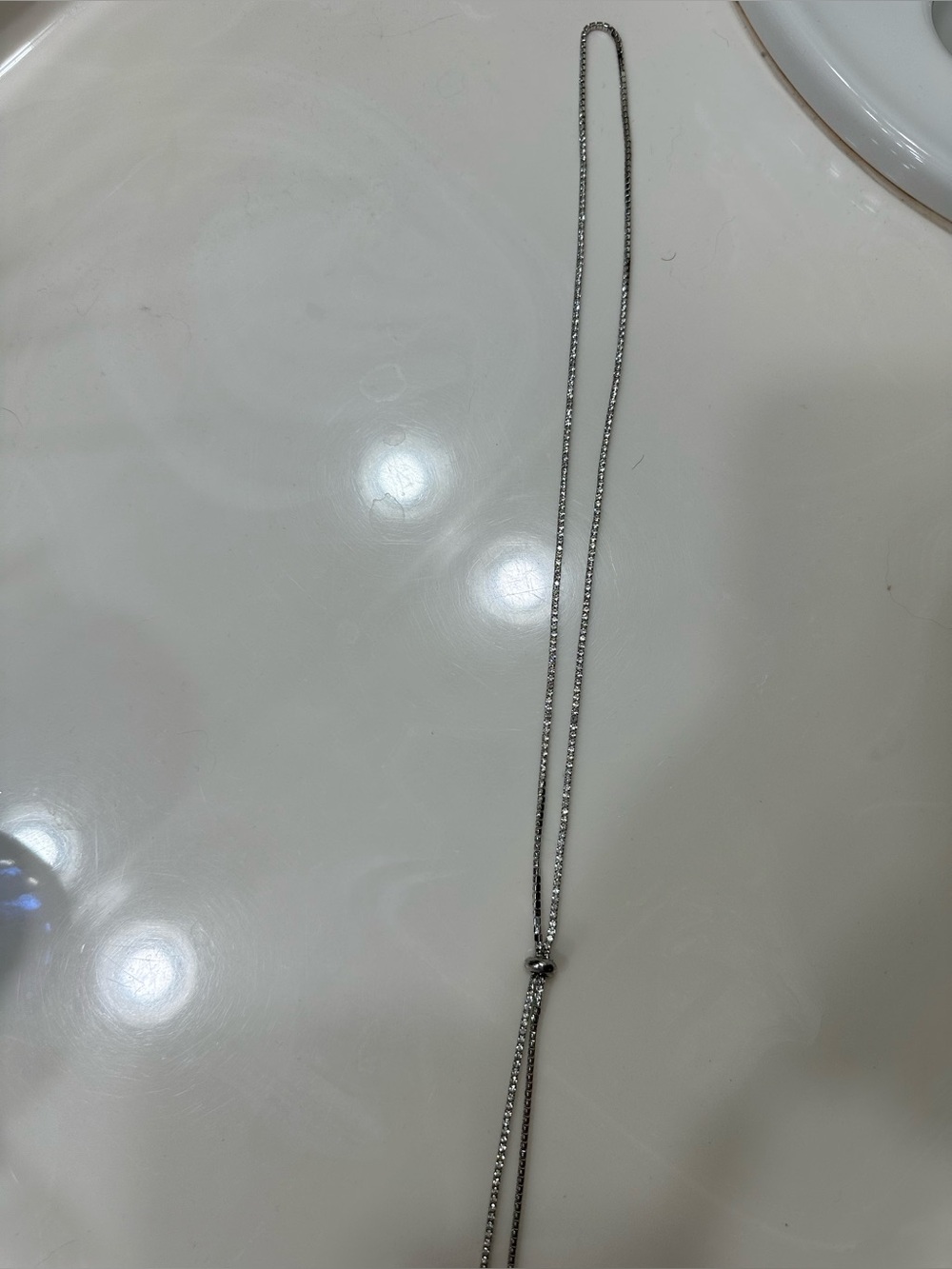 🌺 2/$20 Express Long rhinestone Silver Adjustable Slide Necklace - Silver